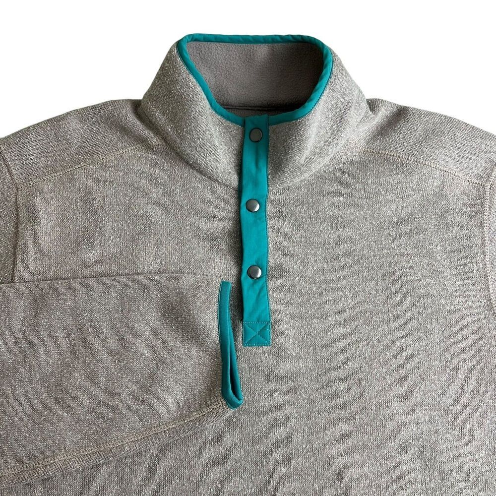Bonobos Mens Large Tan 1/4 Snap Button Long Sleeve Fleece Lined Pullover Sweater